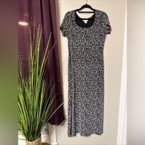 #759 Jennifer James Short Sleeve Black/White Maxi Dress Size Large